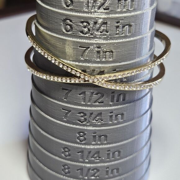 Gold Tone Criss Cross Clear Rhinestone Bangle Bracelet 7.25" - Picture 6 of 12